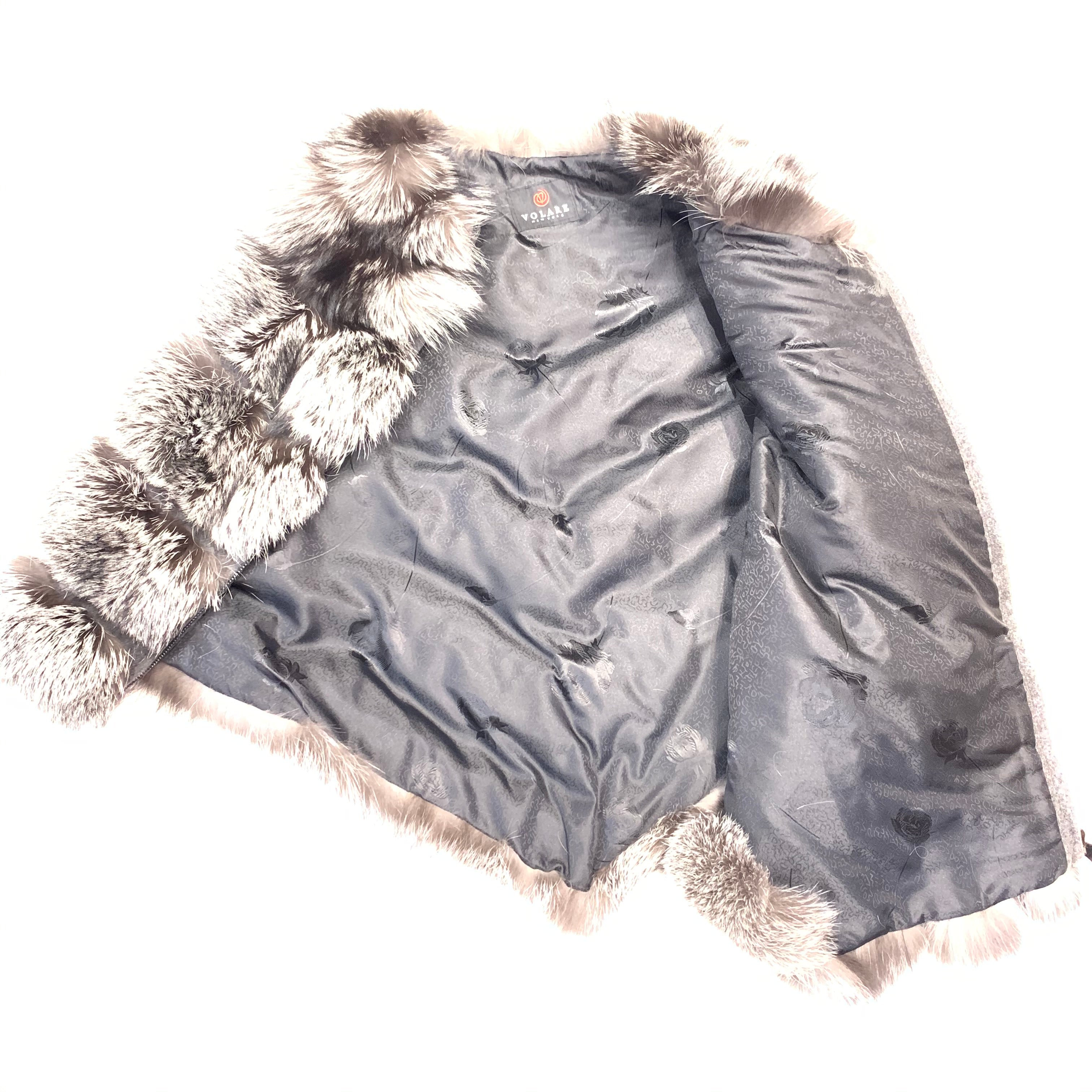 Barya NewYork Ladies Silver Fox Zipper  Poncho - Dudes Boutique