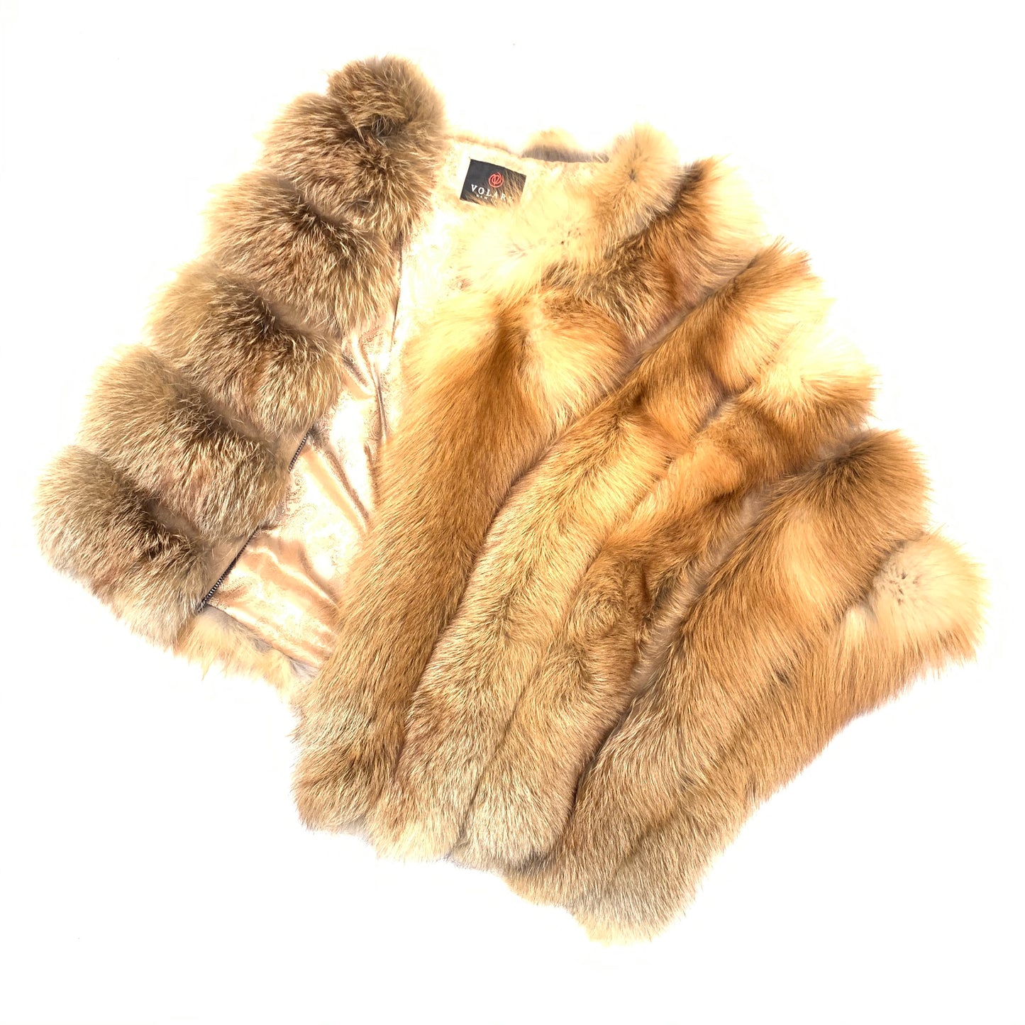 Volare Ladies Natural Fox Zipper Poncho - Dudes Boutique