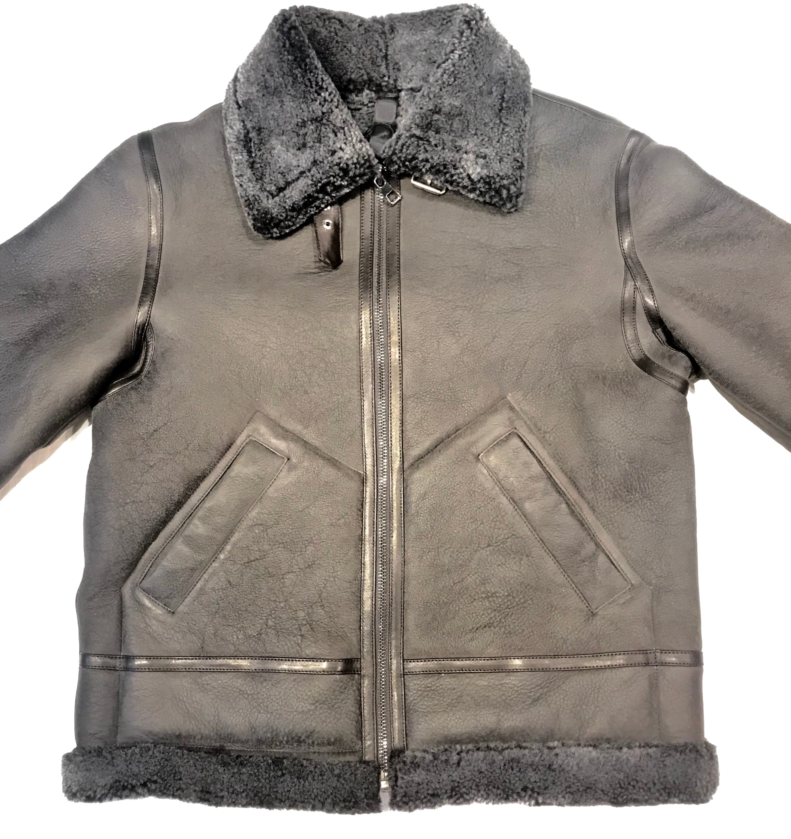 Barya NewYork Charcoal Washed Shearling Coat - Dudes Boutique