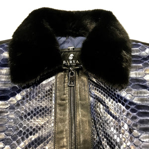 Barya NewYork Blue Python Mink Bomber Jacket - Dudes Boutique