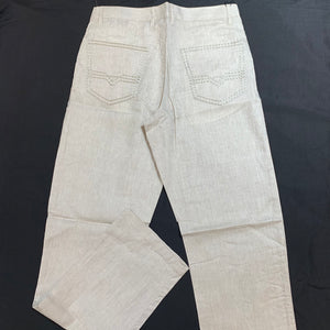 Prestige Oatmeal Double Stitch Linen Pants - Dudes Boutique