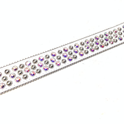 b.b. Simon White Iridescent 3-Row Studded Crystal Belt - Dudes Boutique