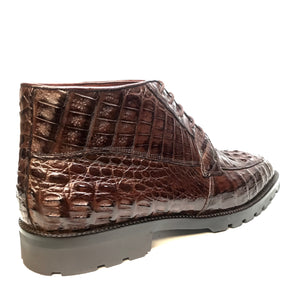 Los Altos Brown Hornback Crocodile Ankle Boots - Dudes Boutique