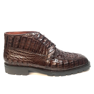 Los Altos Brown Hornback Crocodile Ankle Boots - Dudes Boutique