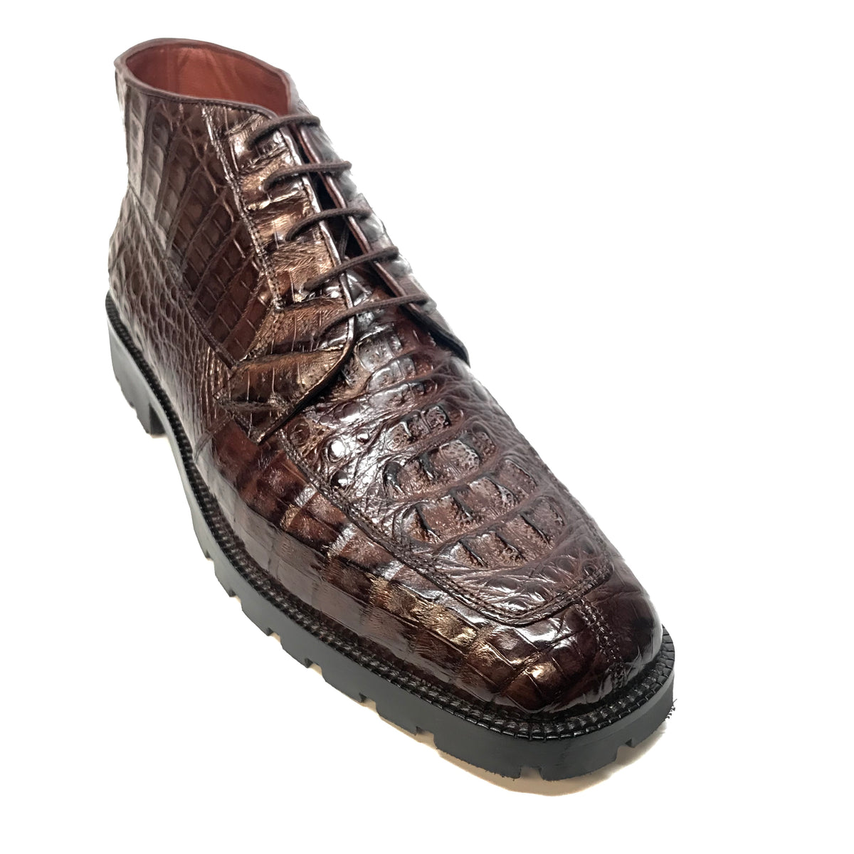 Los Altos Brown Hornback Crocodile Ankle Boots - Dudes Boutique