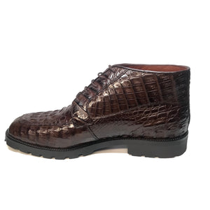 Los Altos Brown Hornback Crocodile Ankle Boots - Dudes Boutique