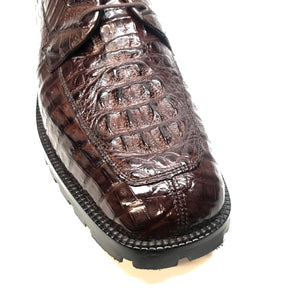 Los Altos Brown Hornback Crocodile Ankle Boots - Dudes Boutique