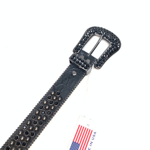 b.b. Simon Black 3-Row Studded Crystal Belt - Dudes Boutique