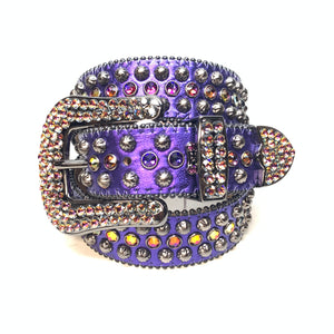 b.b. Simon Purple Gold Studded Crystal Belt - Dudes Boutique