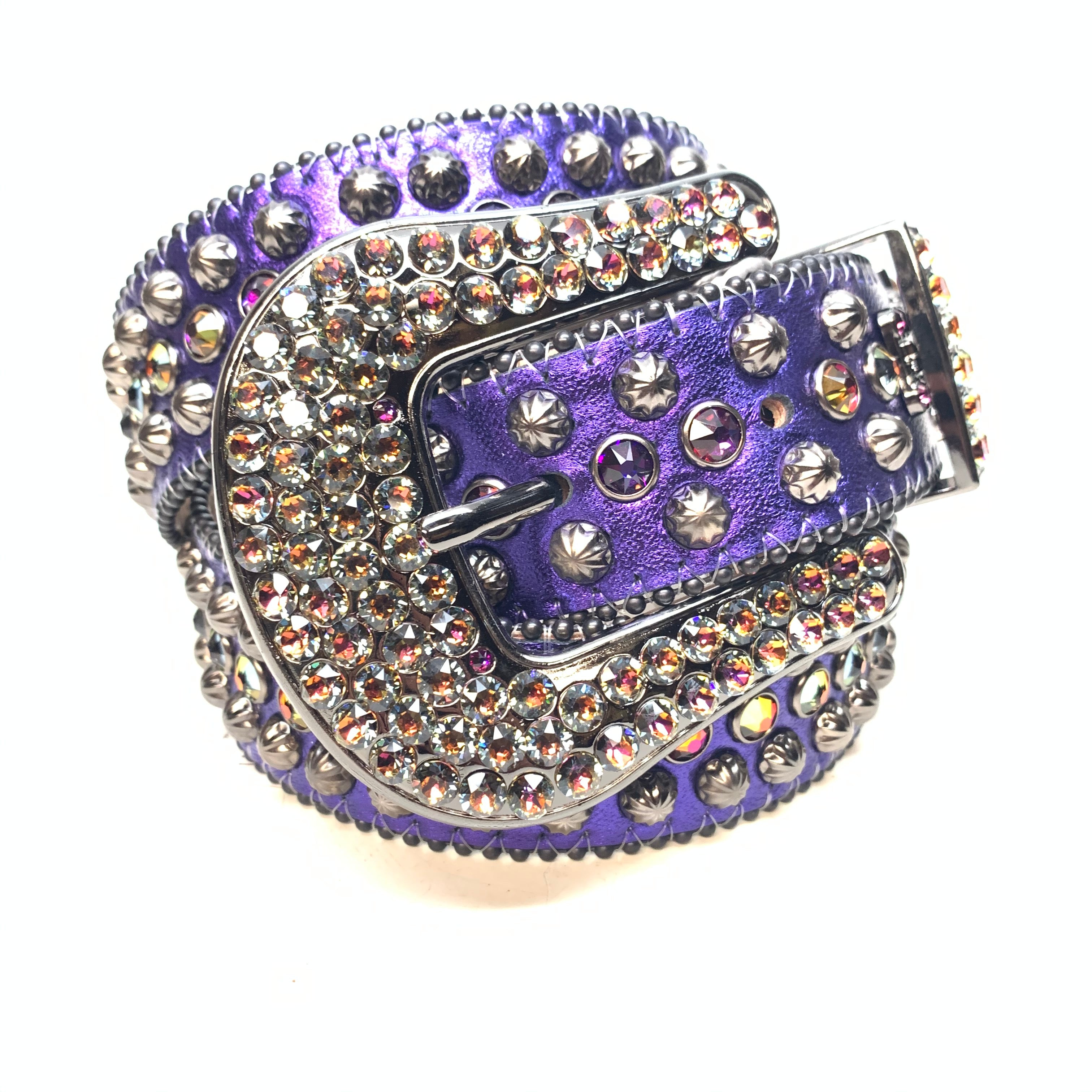 b.b. Simon Purple Gold Studded Crystal Belt - Dudes Boutique