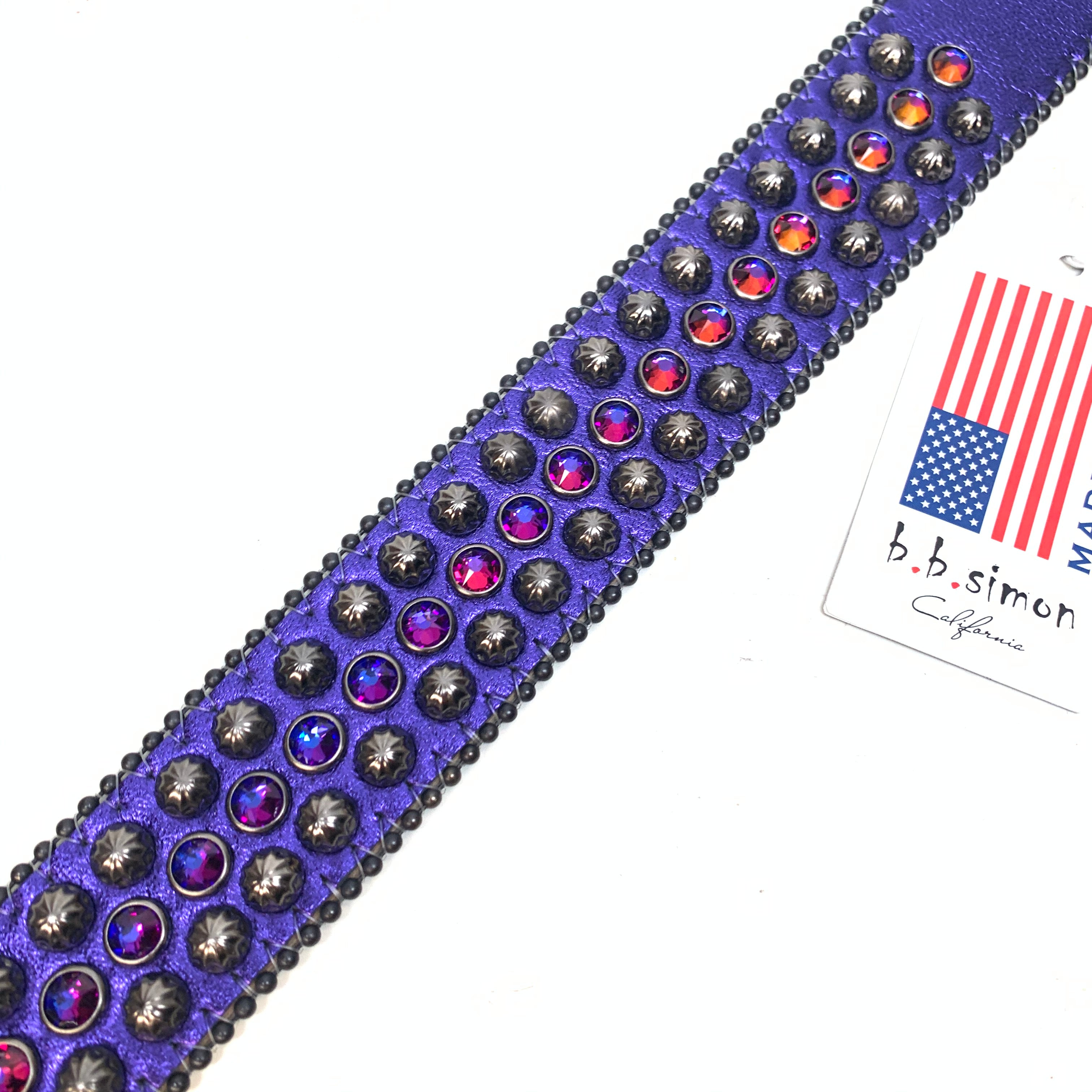 b.b. Simon Purple Gold Studded Crystal Belt - Dudes Boutique