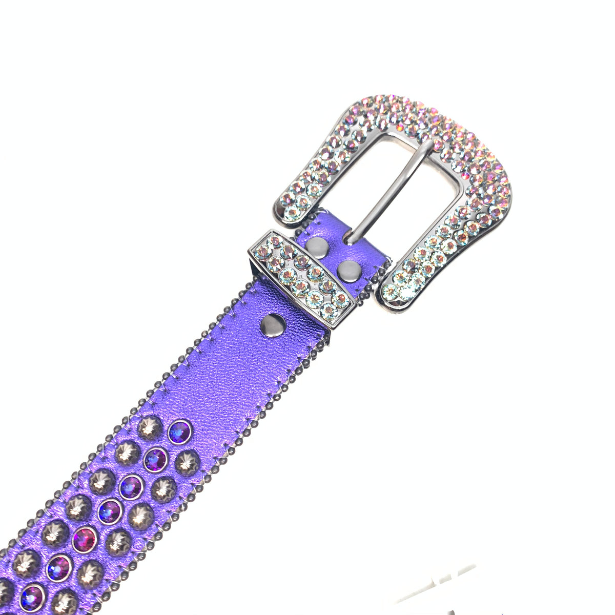 b.b. Simon Purple Gold Studded Crystal Belt - Dudes Boutique