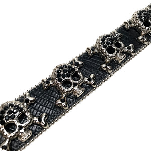 b.b. Simon Black Skull Fully Loaded Crystal Belt - Dudes Boutique