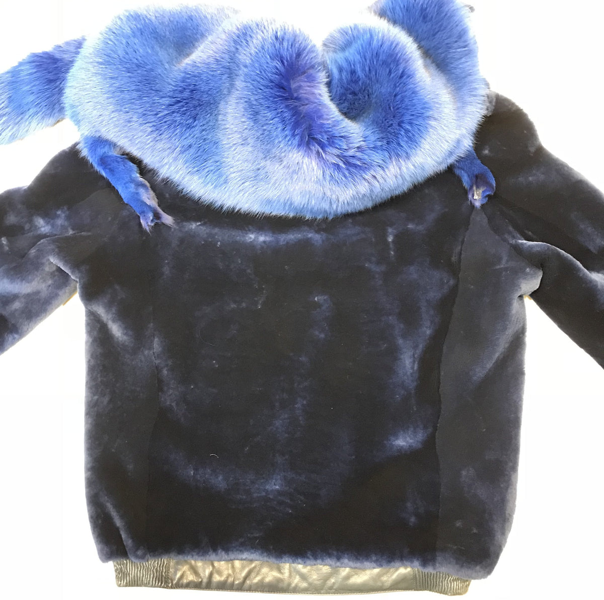 Kashani Wonder Blue Mouton Detachable Fox Shearling Jacket - Dudes Boutique