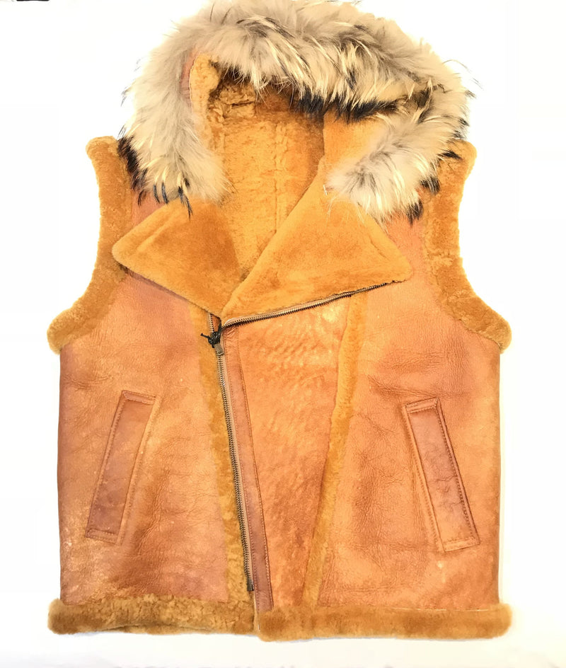 Kashani Honey Comb  Fox Fur Shearling Vest - Dudes Boutique