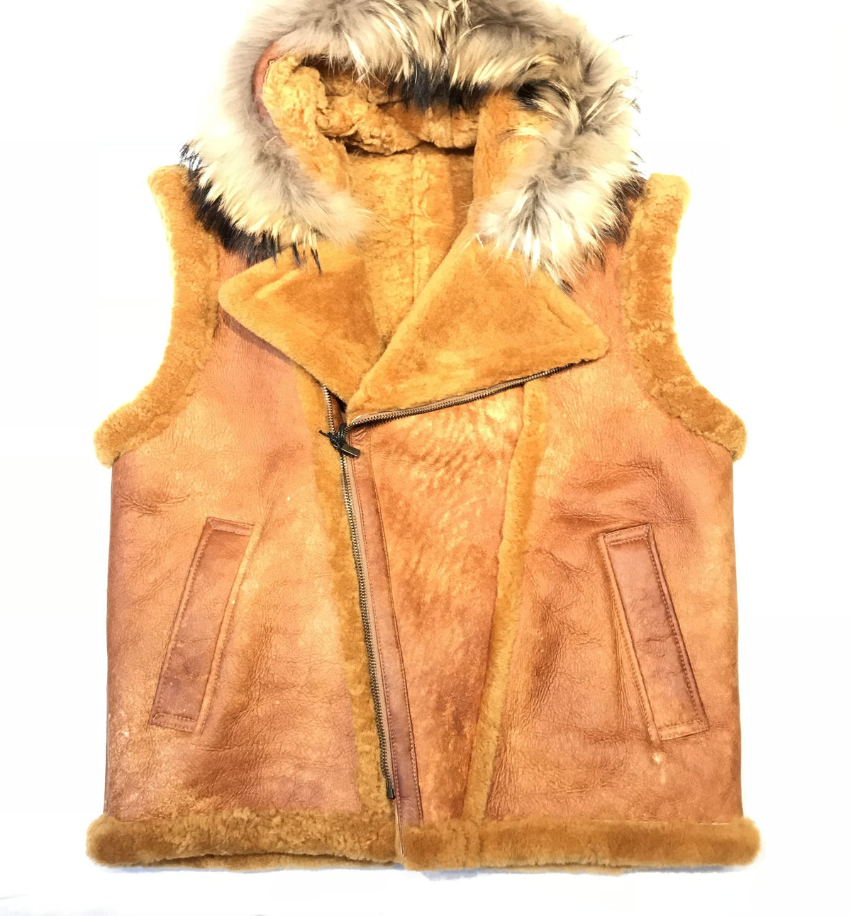 Kashani Honey Comb  Fox Fur Shearling Vest - Dudes Boutique