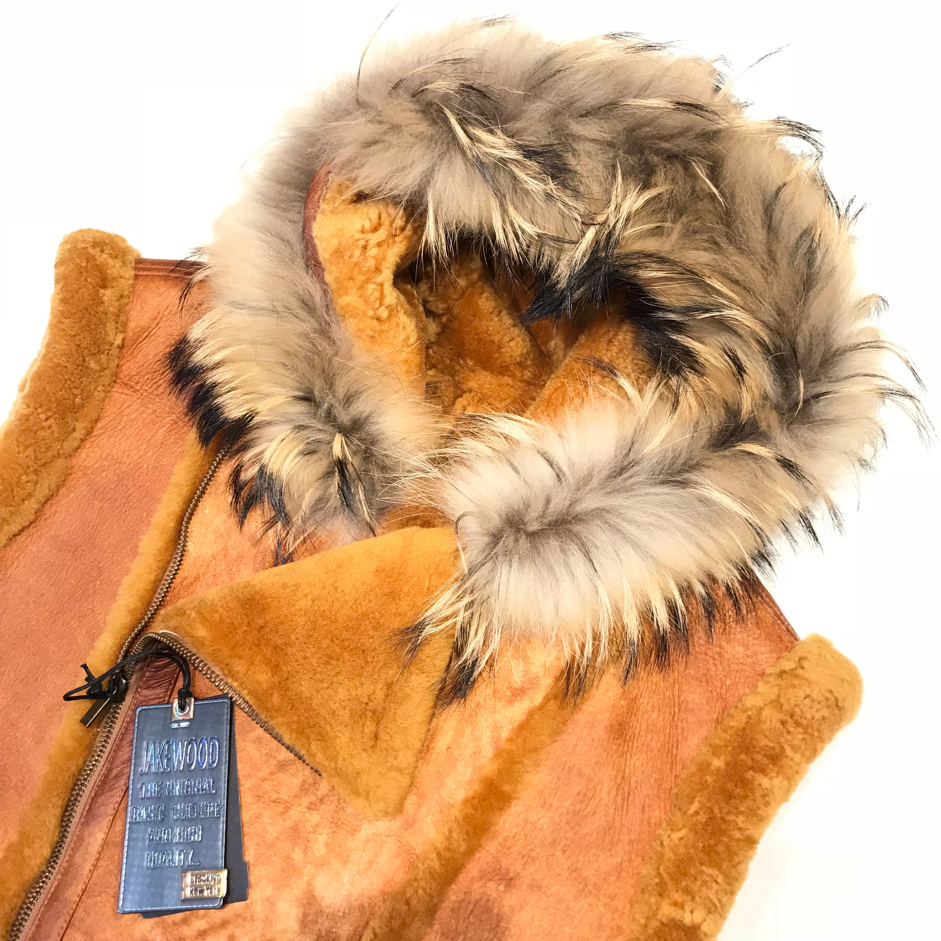 Kashani Cognac Fox Fur Shearling Vest - Dudes Boutique