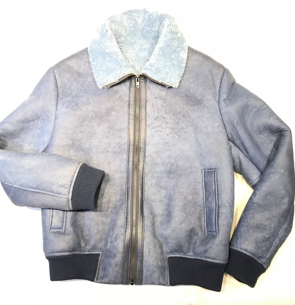 Kashani Powder Blue Blouson Shearling Jacket - Dudes Boutique