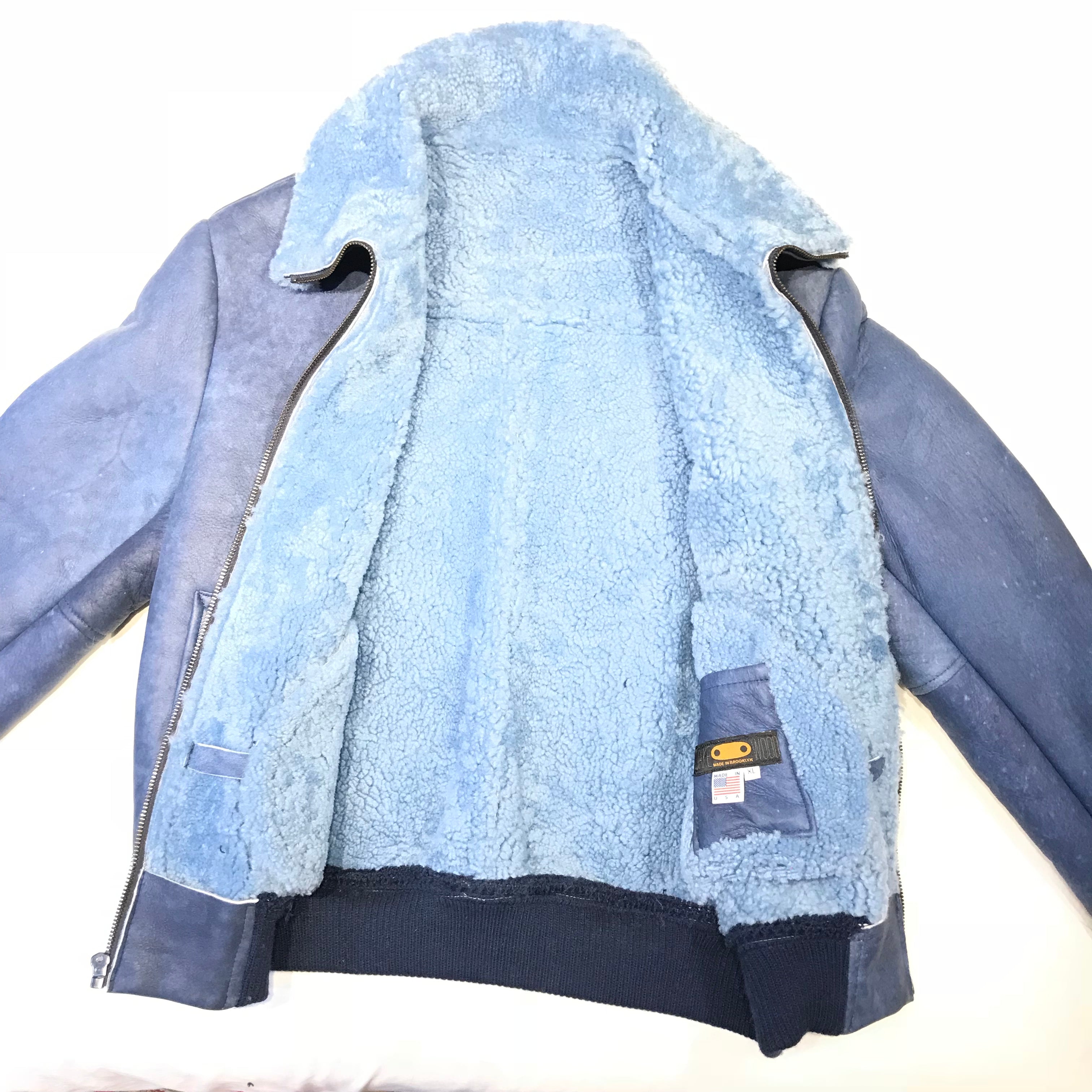 Kashani Powder Blue Blouson Shearling Jacket - Dudes Boutique