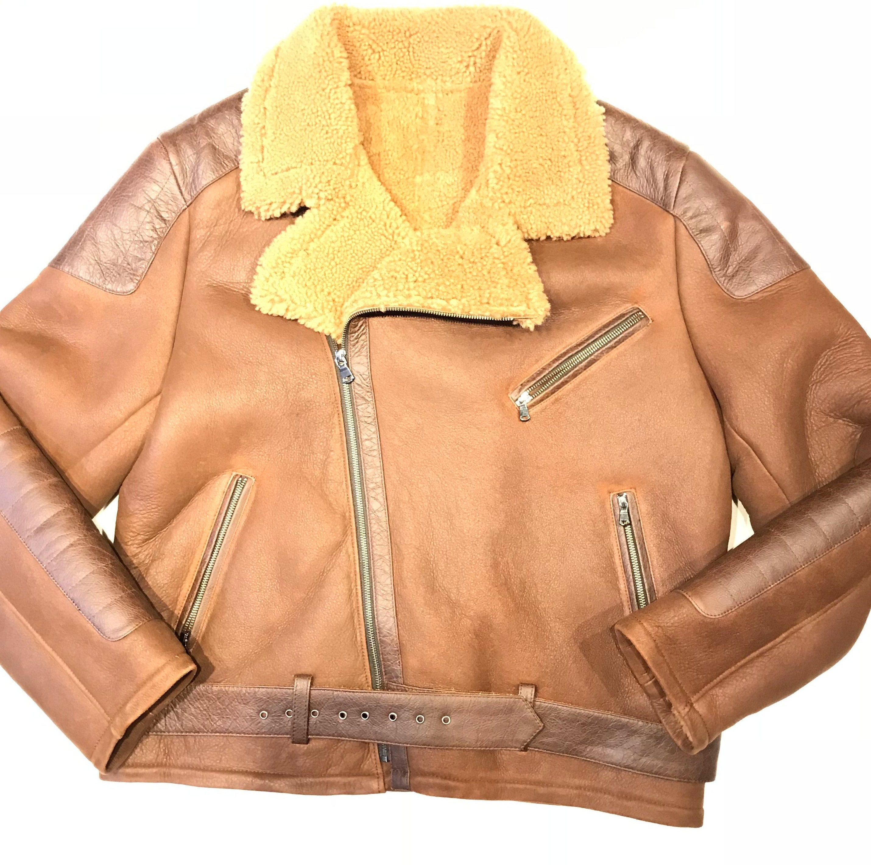 Kashani Chocolate Quad Zip Biker Shearling Jacket - Dudes Boutique