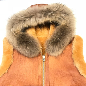 Kashani Cognac Fox Fur Shearling Vest - Dudes Boutique