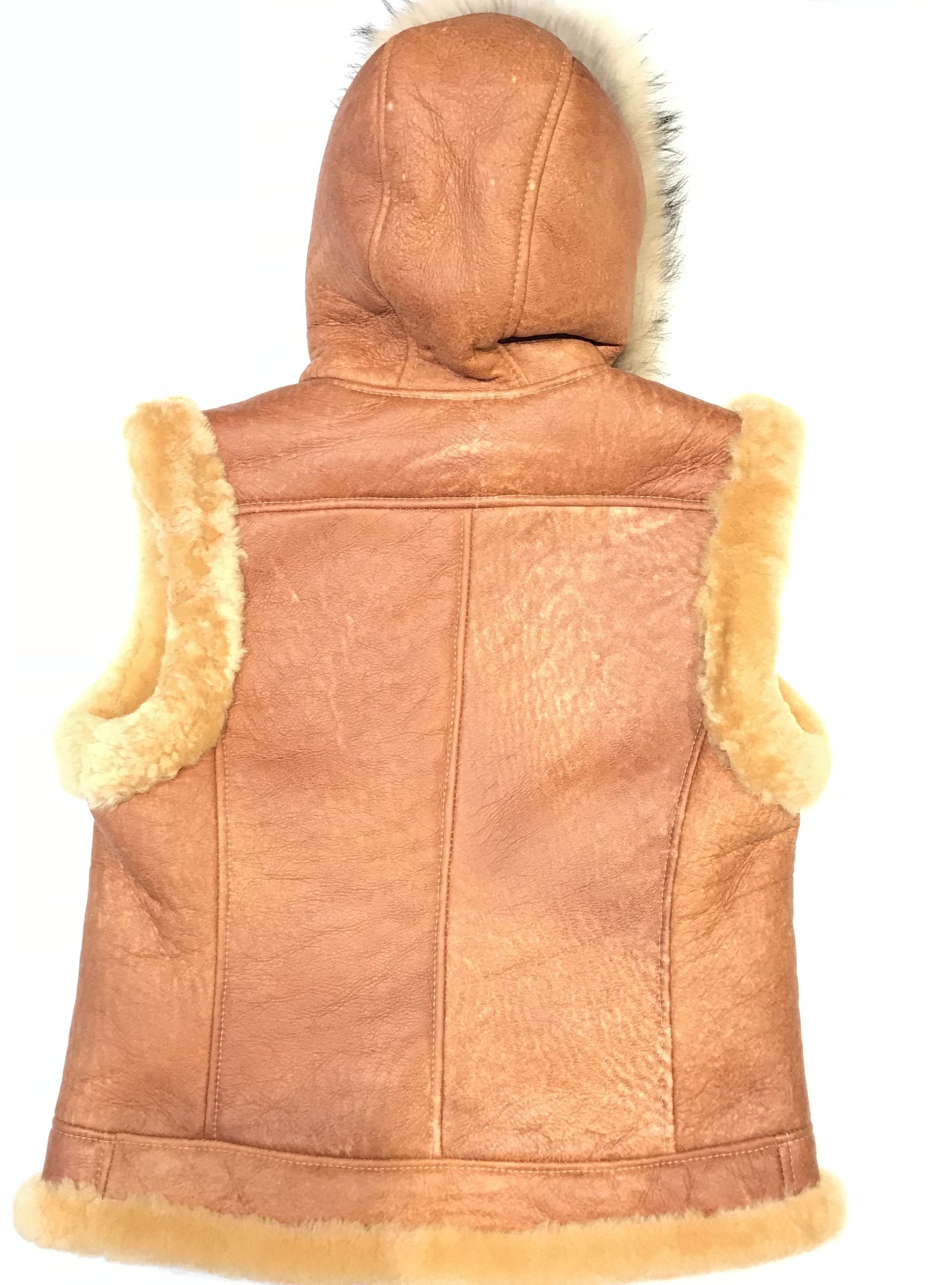 Kashani Cognac Fox Fur Shearling Vest - Dudes Boutique