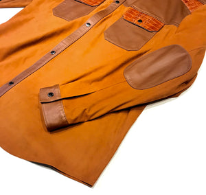 Kashani Cognac Alligator Leather Suede Shirt - Dudes Boutique