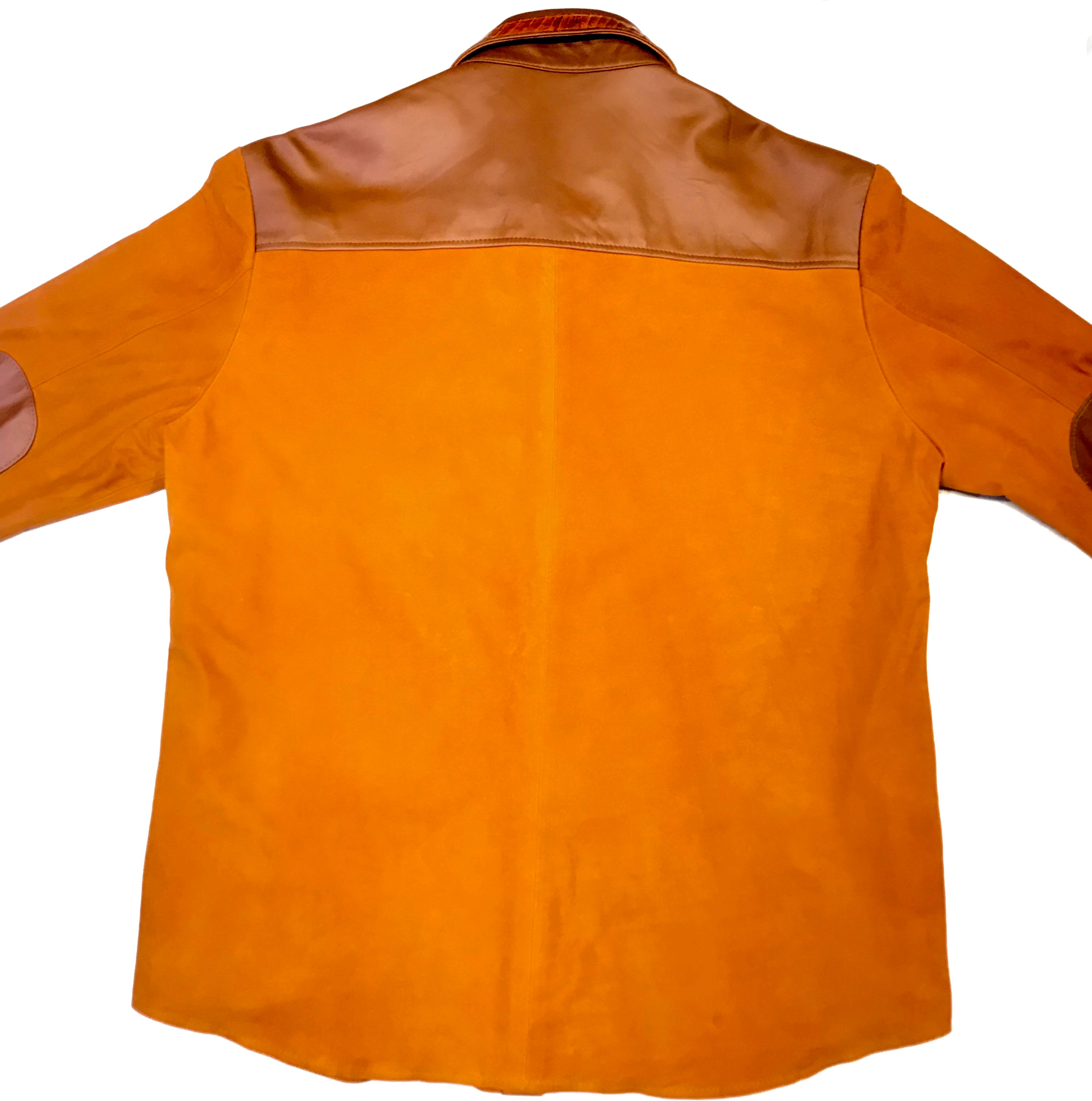 Kashani Cognac Alligator Leather Suede Shirt - Dudes Boutique