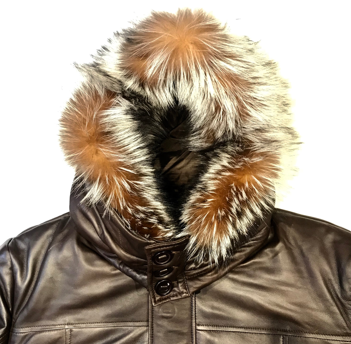 Kashani Brown Fox Fur Lambskin Parka Jacket - Dudes Boutique