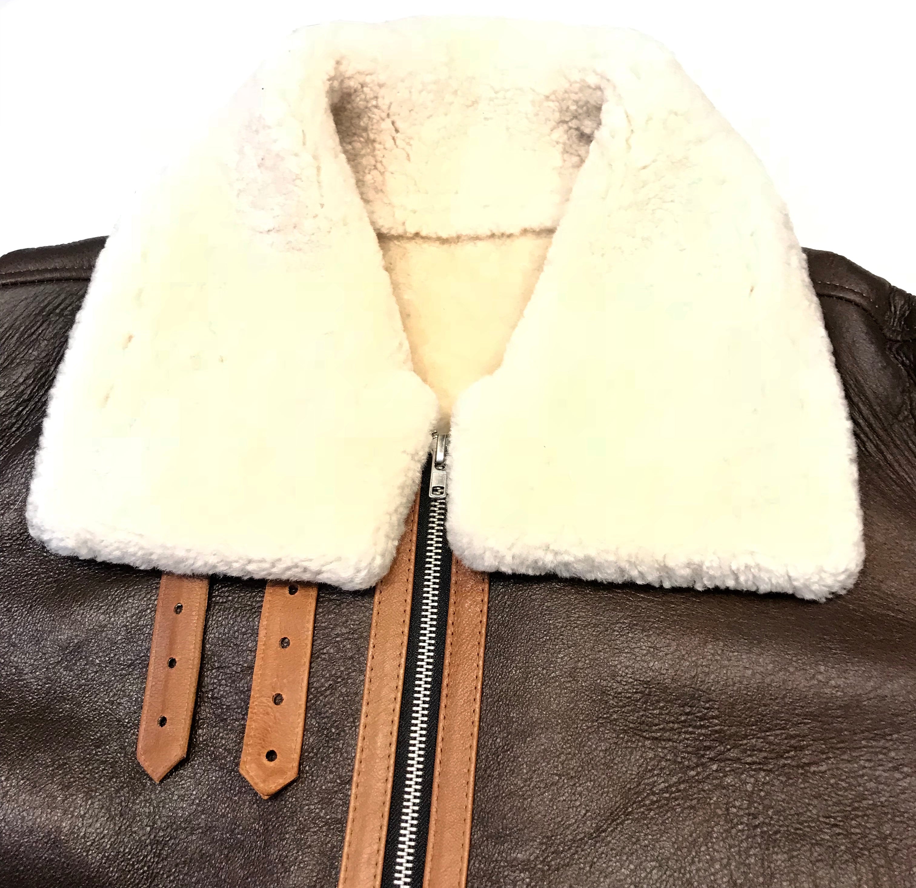 Kashani Two Tone Brown Aviator Shearling Jacket - Dudes Boutique