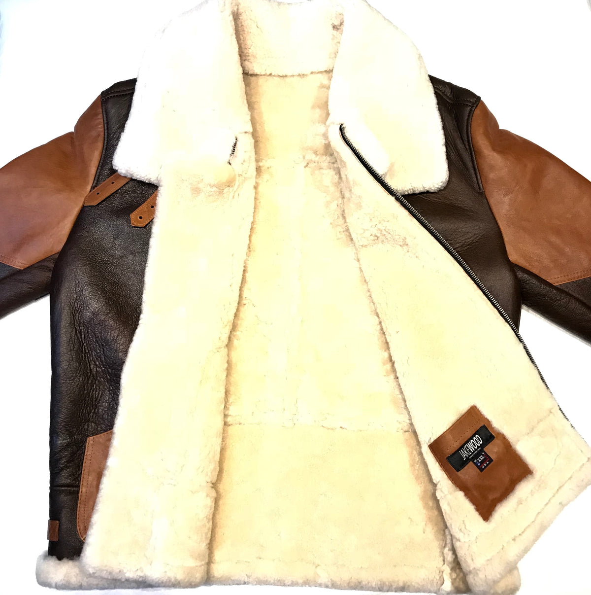 Kashani Two Tone Brown Aviator Shearling Jacket - Dudes Boutique