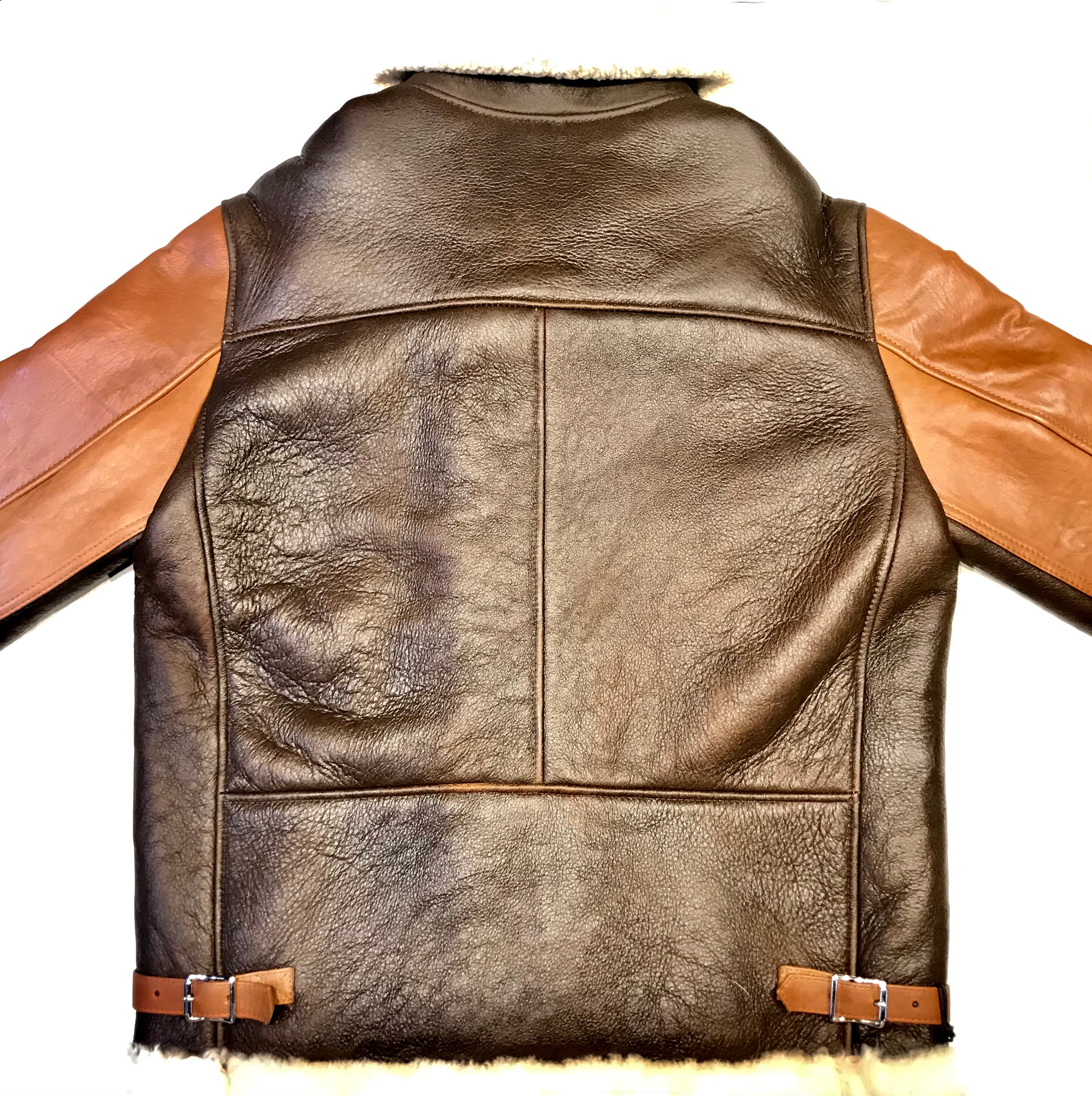 Kashani Two Tone Brown Aviator Shearling Jacket - Dudes Boutique