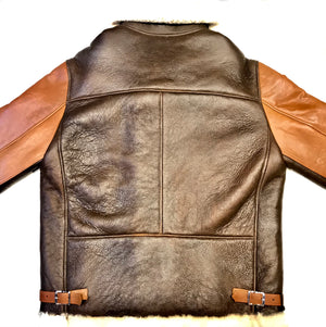 Kashani Two Tone Brown Aviator Shearling Jacket - Dudes Boutique