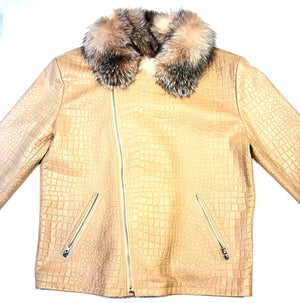 Kashani Dune Alligator Fox Fur Biker Jacket - Dudes Boutique