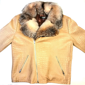 Kashani Dune Alligator Fox Fur Biker Jacket - Dudes Boutique