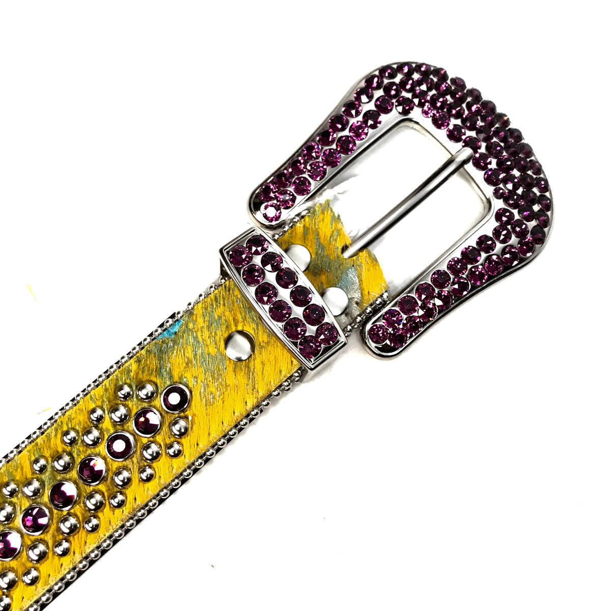 b.b. Simon Fully Loaded Yellow Pony Crystal Belt - Dudes Boutique