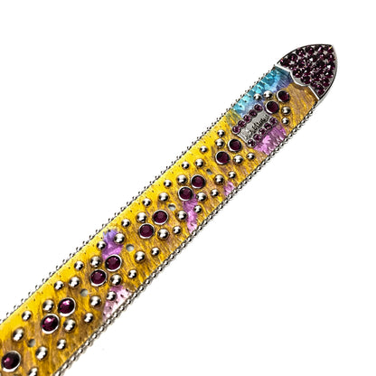 b.b. Simon Fully Loaded Yellow Pony Crystal Belt - Dudes Boutique