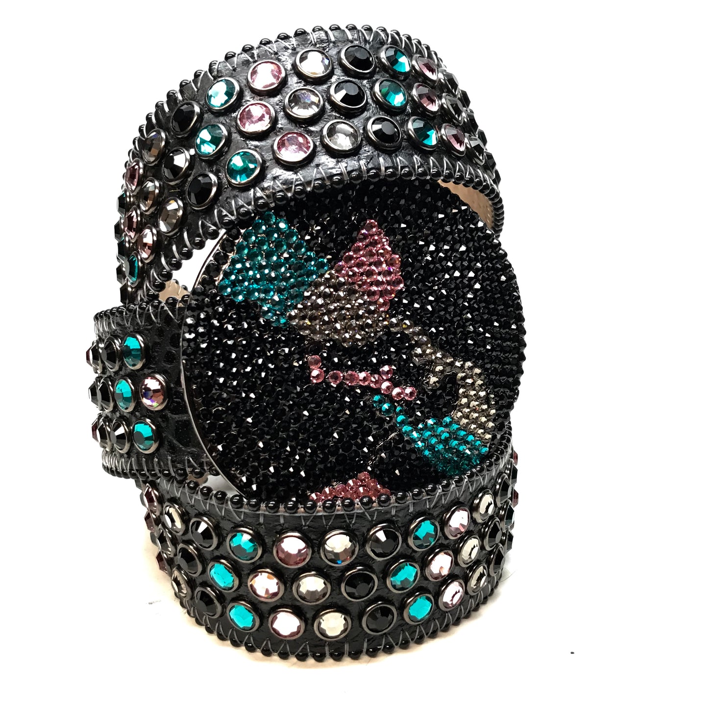 b.b. Simon Black Globe Triple Row Multi-color Fully Loaded Crystal Belt - Dudes Boutique