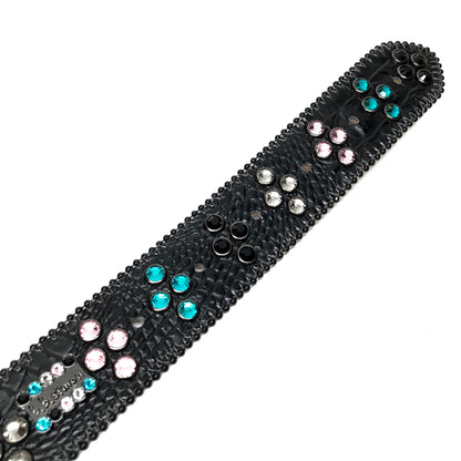 b.b. Simon Black Globe Triple Row Multi-color Fully Loaded Crystal Belt - Dudes Boutique