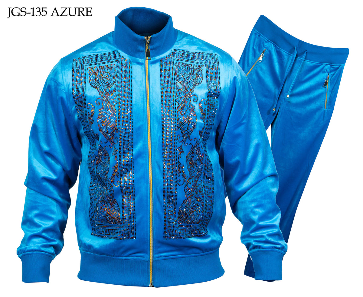 Prestige Azure Blue Crystal Jogger Set - Dudes Boutique