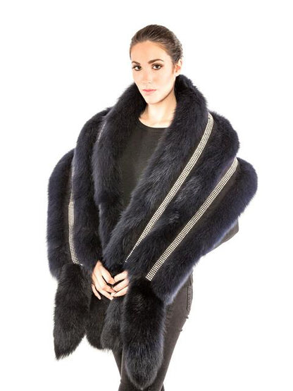 Volare Fox shawl with Crystals and Fox tail - Dudes Boutique