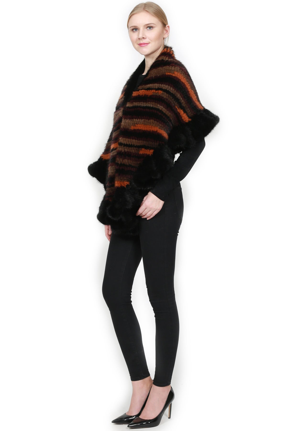 JayLey Multicolor Denmark Mink Fur Poncho - Dudes Boutique