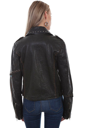 Scully Ladies  Studded Lambskin Biker Jacket - Dudes Boutique