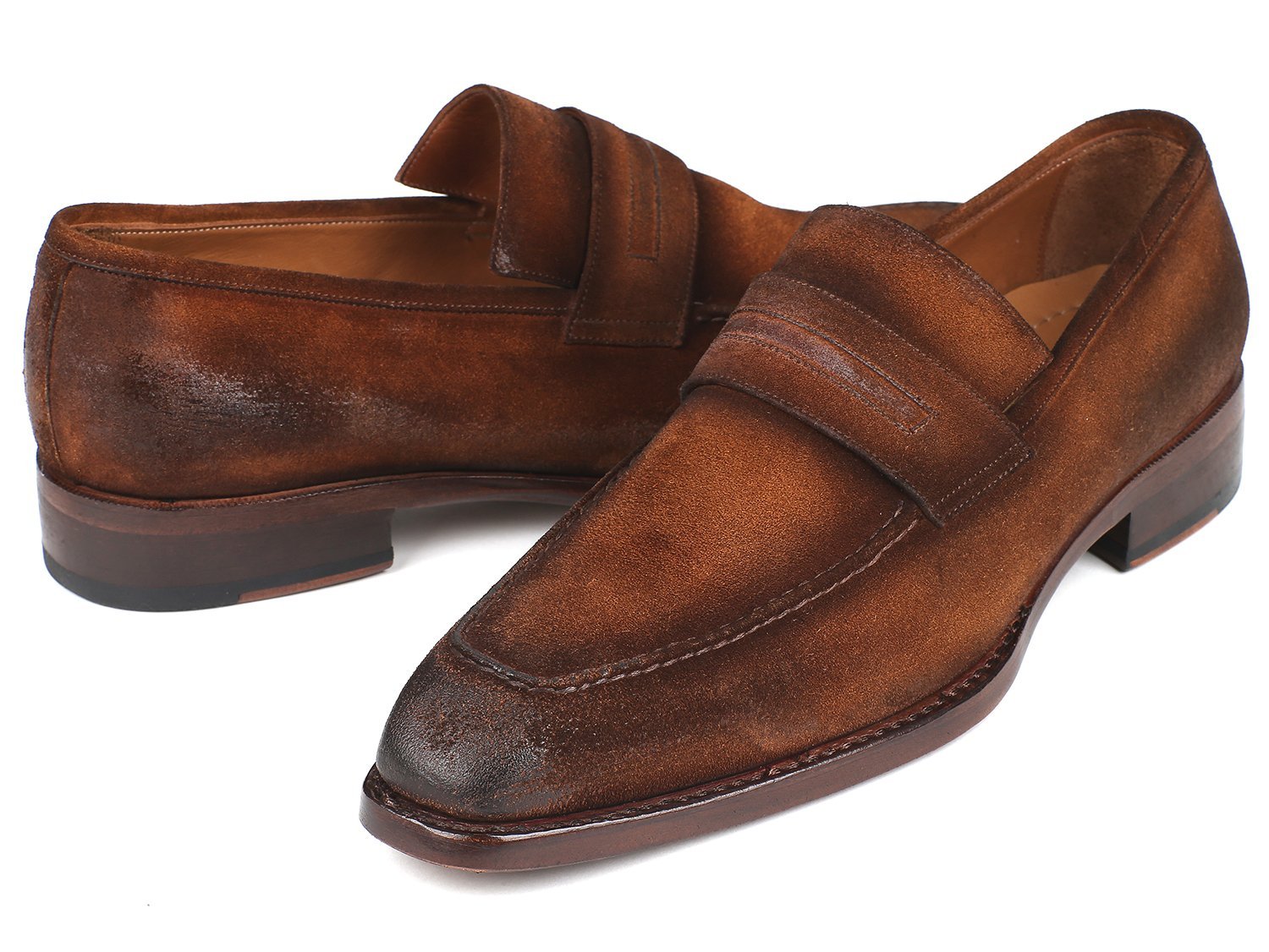 Paul Parkman Brown Antique Suede Goodyear Welted Loafers - Dudes Boutique