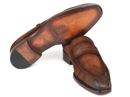 Paul Parkman Brown Antique Suede Goodyear Welted Loafers - Dudes Boutique