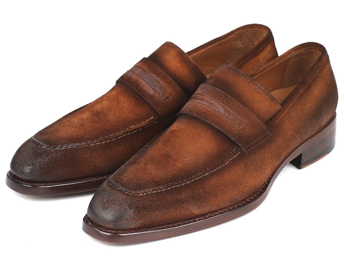 Paul Parkman Brown Antique Suede Goodyear Welted Loafers - Dudes Boutique