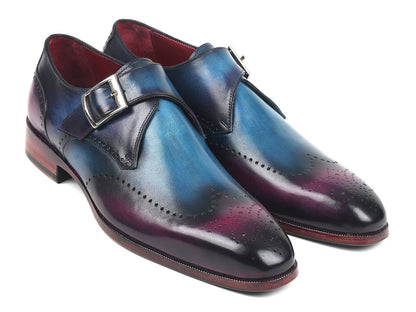 Paul Parkman Single Monkstraps Blue & Purple - Dudes Boutique