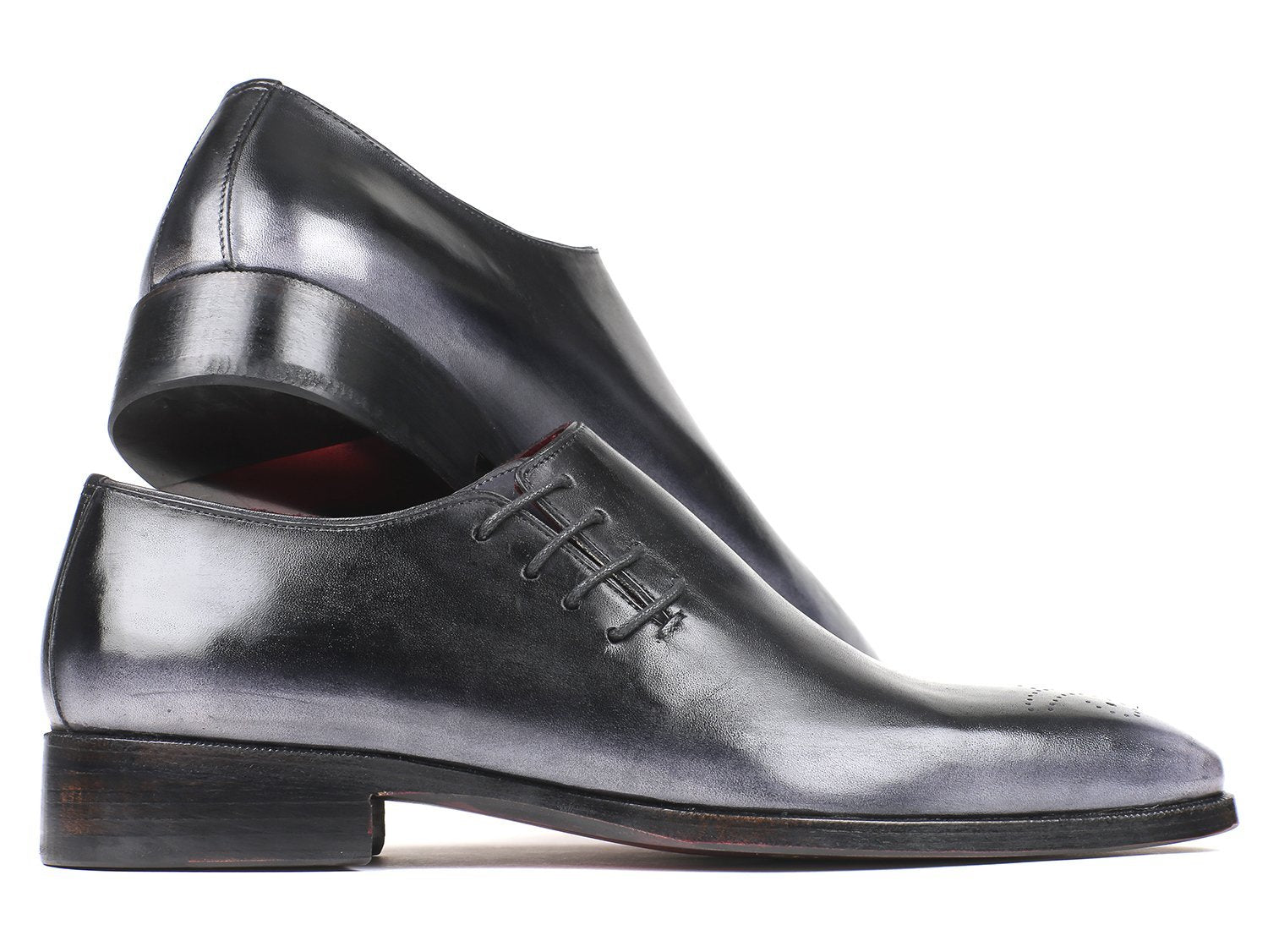 Paul Parkman Side Lace Oxfords Gray Burnished - Dudes Boutique