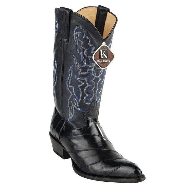 King Exotic Men's Navy Eel Skin Cowboy Boots - Dudes Boutique