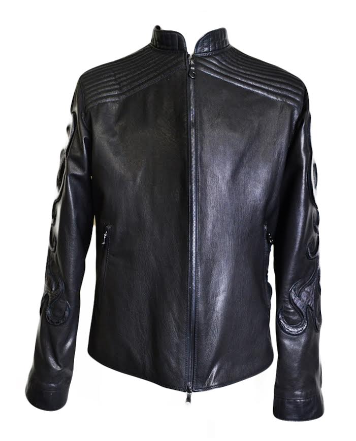 Kashani Orion Stingray/Calf/Gator Leather Biker Jacket - Dudes Boutique
